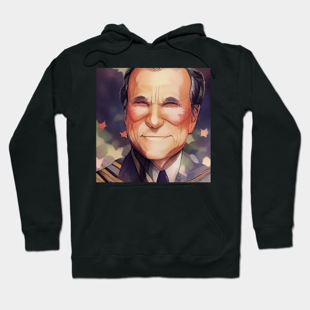 George H. W. Bush | President Portrait | Comics style Hoodie by Classical